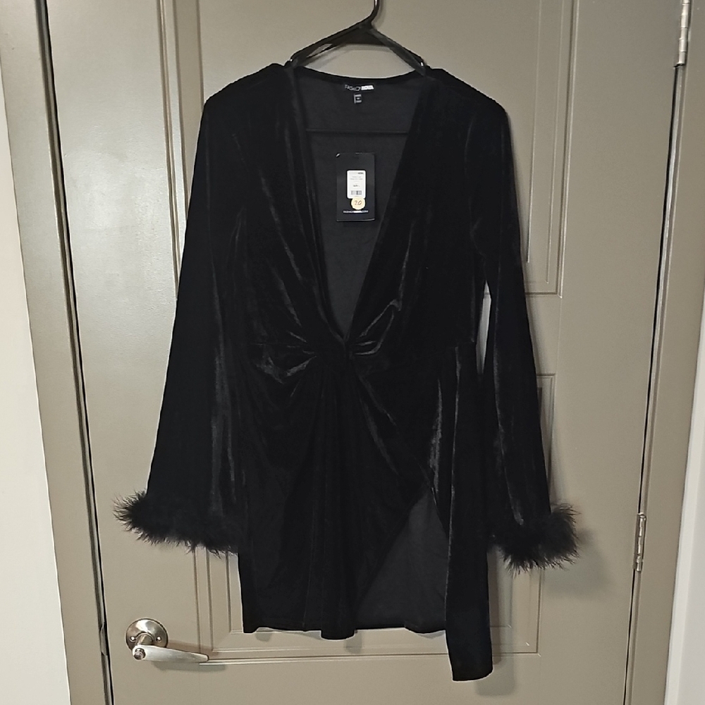 Fashion Nova Tainted Love Black Velvet Dress